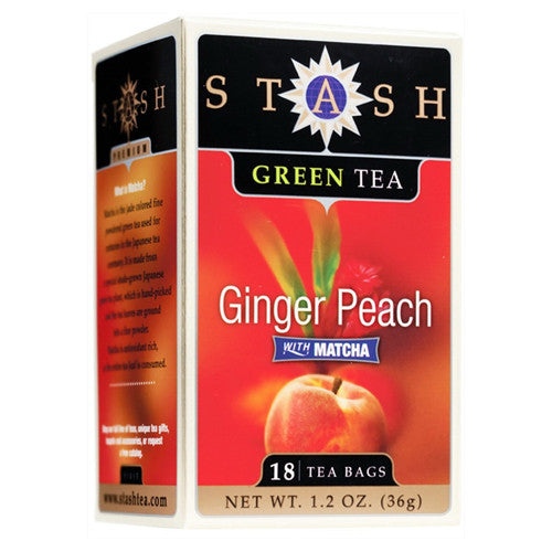 Stash Tea Premium Ginger Peach Green Tea With Matcha - 18 Tea Bags